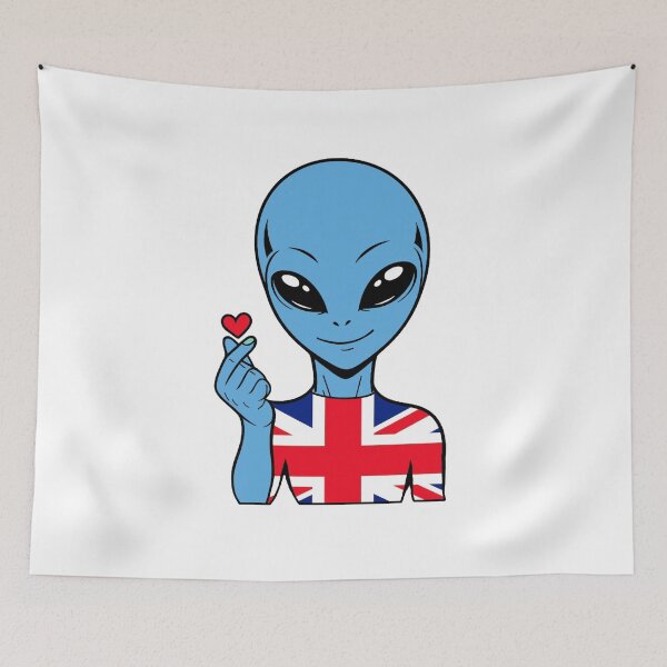 Item preview, Zorgo England | Fingerheart Sign Alien | British Flag Shirt | Cute Alien Gift | UK Merchandise designed and sold by The-Visitors.