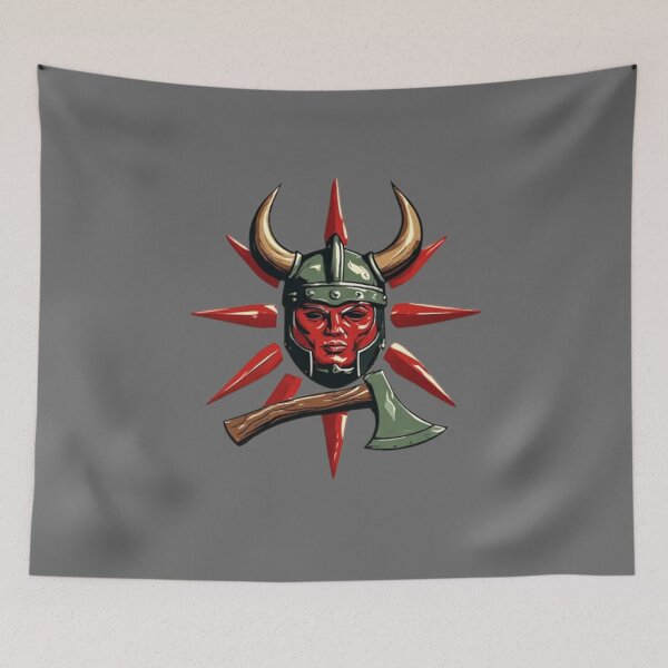 Item preview, Viking Helmet with Ax & Red Sun | Elysium Echoes Icon 01 designed and sold by Shift-Bloom.