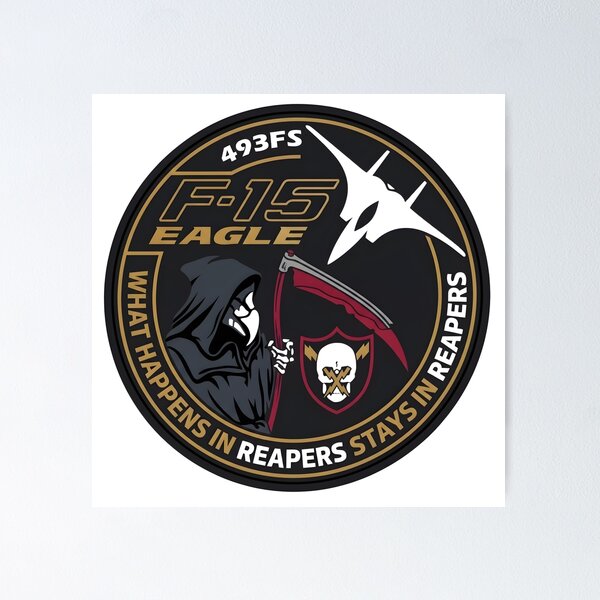 Item preview, USAF 493rd Fighter Squadron F-15 Eagle Grim Reapers Patch designed and sold by CharlieDesings.
