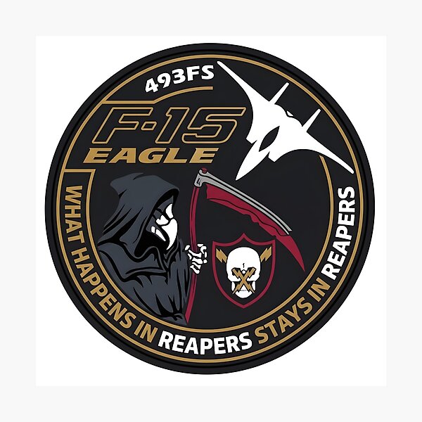 Item preview, USAF 493rd Fighter Squadron F-15 Eagle Grim Reapers Patch designed and sold by CharlieDesings.