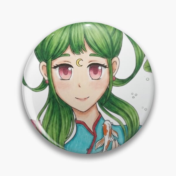 Item preview, Anime Girl with Green Hair and Lotus Flowers designed and sold by Vueltarutas.