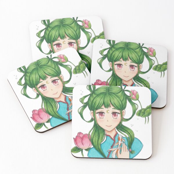 Item preview, Anime Girl with Green Hair and Lotus Flowers designed and sold by Vueltarutas.