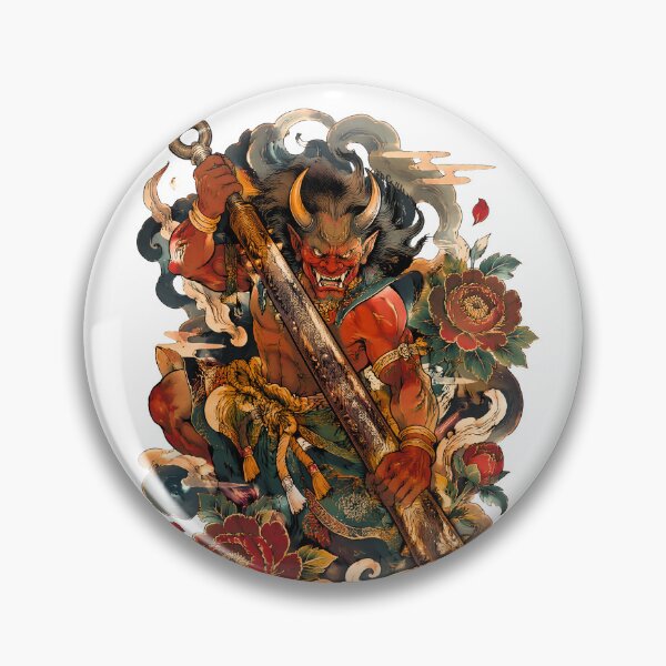 Item preview, Red Oni with Kanabō | Japanese Demon Traditional Tattoo Art designed and sold by kaxymax.