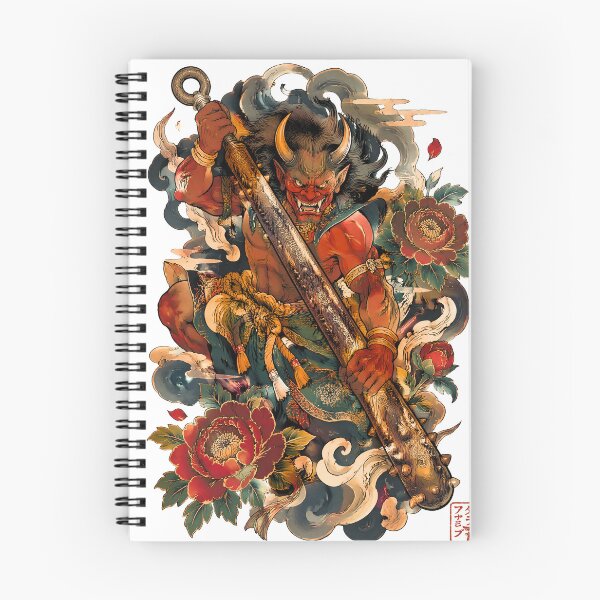 Item preview, Red Oni with Kanabō | Japanese Demon Traditional Tattoo Art designed and sold by kaxymax.