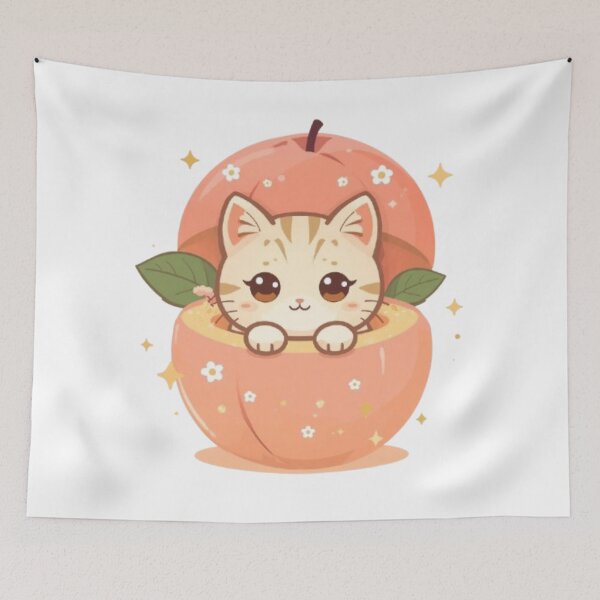 Item preview, Cute Peach Kitty Kawaii Sticker | Adorable Pastel Cat Fruit Gift designed and sold by Stylestickers55.