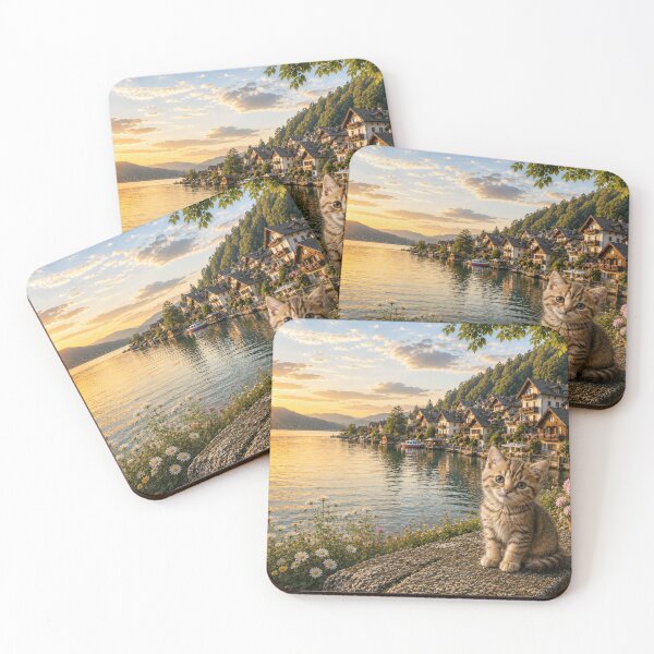 Item preview, Golden Hour Kitten by the Lakeside Village designed and sold by dreamybyana.