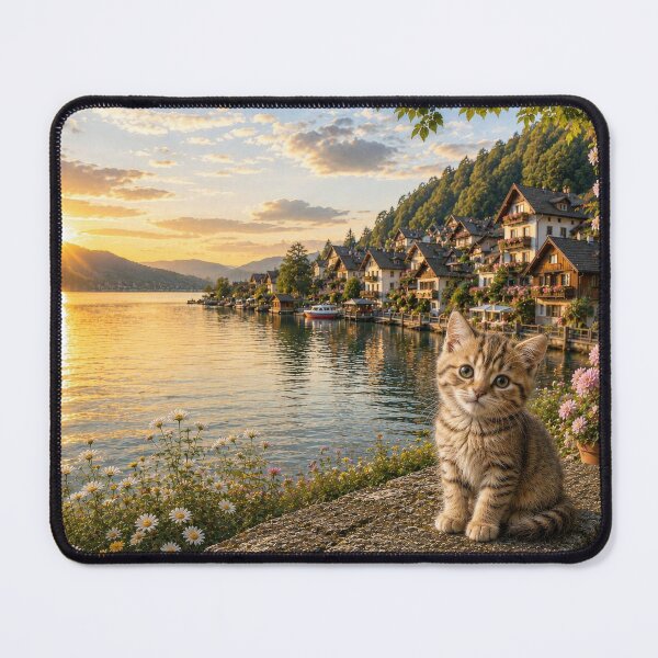 Item preview, Golden Hour Kitten by the Lakeside Village designed and sold by dreamybyana.