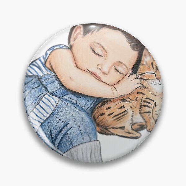 Item preview, Sleeping Baby Boy and Orange Tabby Cat designed and sold by Vueltarutas.
