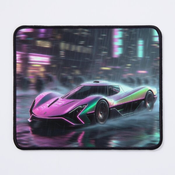 Item preview, Cyberpunk Rain Racer - Neon Iridescent Hypercar Art designed and sold by Nexus Space.
