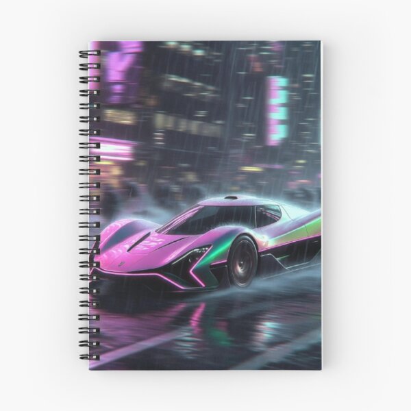 Item preview, Cyberpunk Rain Racer - Neon Iridescent Hypercar Art designed and sold by Nexus Space.