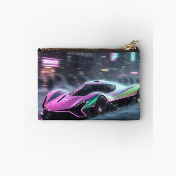 Item preview, Cyberpunk Rain Racer - Neon Iridescent Hypercar Art designed and sold by Nexus Space.