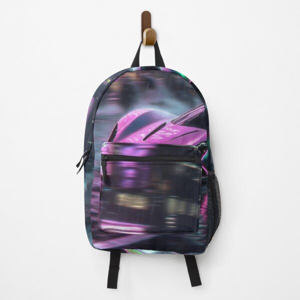 Item preview, Cyberpunk Rain Racer - Neon Iridescent Hypercar Art designed and sold by Nexus Space.