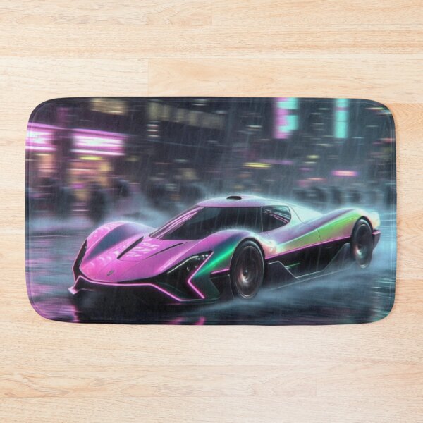 Item preview, Cyberpunk Rain Racer - Neon Iridescent Hypercar Art designed and sold by Nexus Space.