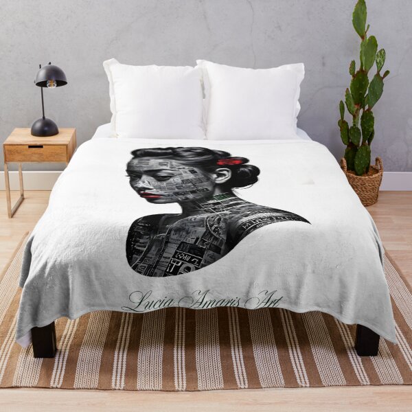 Item preview, Monochrome Typographic Portrait of a Woman Made of Love variation 2 designed and sold by Lucia Amaris Art.