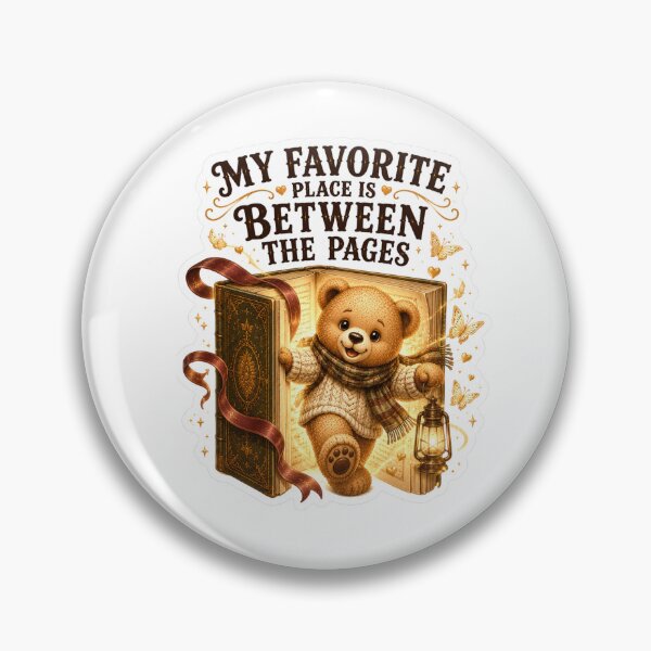 Item preview, My Favorite Place Is Between The Pages Teddy Bear Sticker designed and sold by DreamTags Studio.