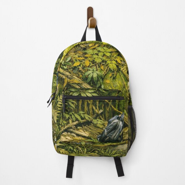 Item preview, Boy explorer looks with wonder at the river that flows under the boulders - El Yunque rainforest PR designed and sold by www.elyunqueprints.store.