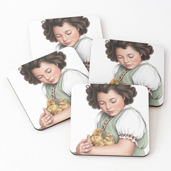 Item preview, Little Girl Holding Two Yellow Chicks designed and sold by Vueltarutas.