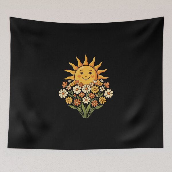 Item preview, Cute Smiling Retro Sun Floral Summer Aesthetic designed and sold by KCasual.