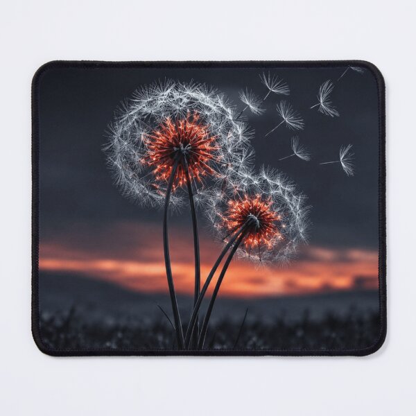 Item preview, Glowing Dandelion at Twilight – Dark Botanical Nature Art | 4K Fantasy Floral Wall Art designed and sold by Mirai_Art ⭐⭐⭐⭐.