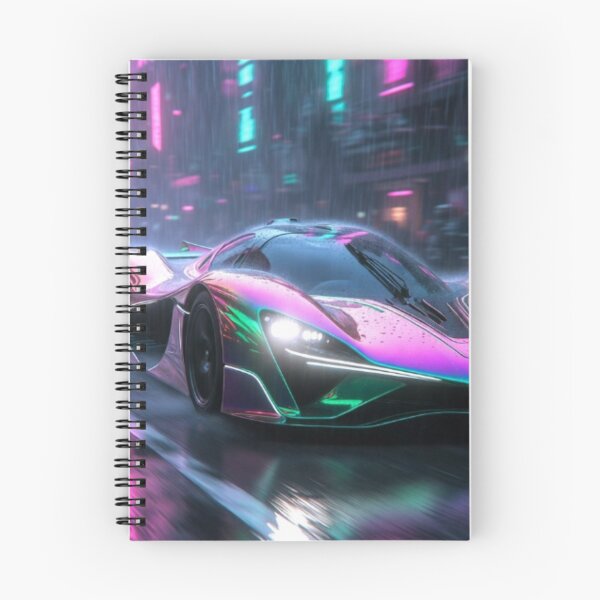 Item preview, Cyberpunk Rain Speedster - Neon Iridescent Hypercar Art designed and sold by Nexus Space.