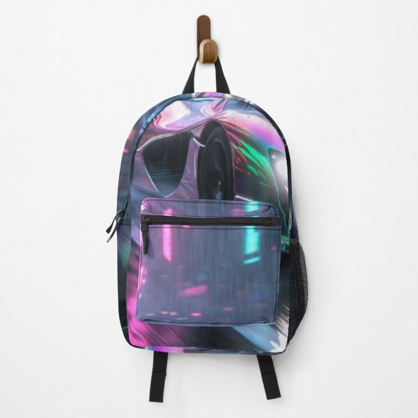 Item preview, Cyberpunk Rain Speedster - Neon Iridescent Hypercar Art designed and sold by Nexus Space.