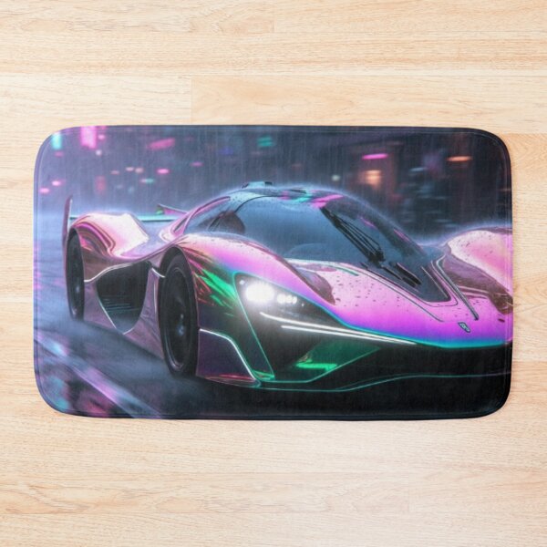 Item preview, Cyberpunk Rain Speedster - Neon Iridescent Hypercar Art designed and sold by Nexus Space.