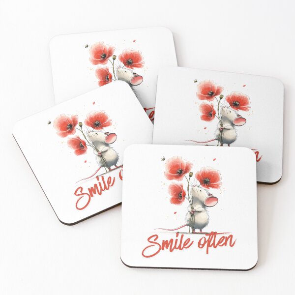 Item preview, Smile Often Cute Mouse Floral Positive Quote designed and sold by CleanDecor.
