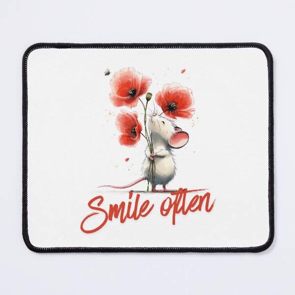 Item preview, Smile Often Cute Mouse Floral Positive Quote designed and sold by CleanDecor.