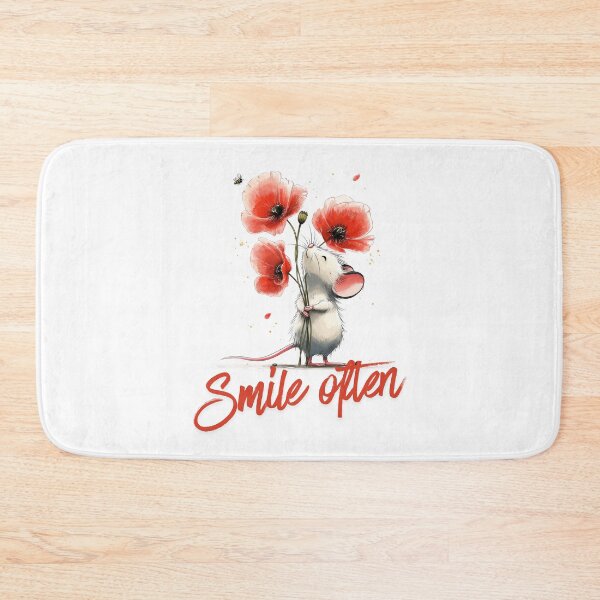 Item preview, Smile Often Cute Mouse Floral Positive Quote designed and sold by CleanDecor.