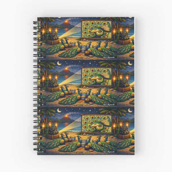 Item preview, Peacock Island Movie Night – Tropical Beach Cartoon Art designed and sold by The Art Queen Of Michigan .