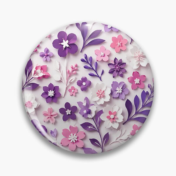 Item preview, Paper Cut Floral Pattern — Purple Pink White Botanical Art designed and sold by Aureva Arts Shop.