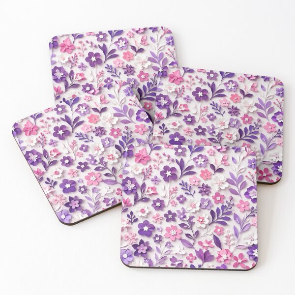 Item preview, Paper Cut Floral Pattern — Purple Pink White Botanical Art designed and sold by Aureva Arts Shop.