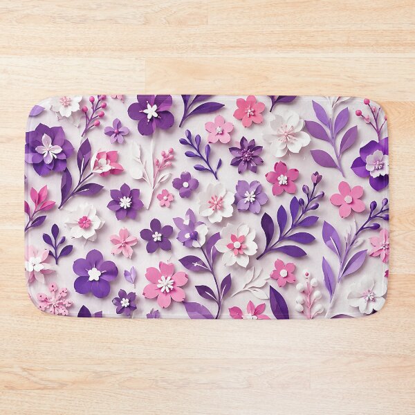 Item preview, Paper Cut Floral Pattern — Purple Pink White Botanical Art designed and sold by Aureva Arts Shop.