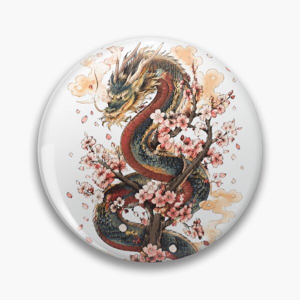 Item preview, Japanese Dragon with Cherry Blossoms | Sakura Mythology Tattoo Art designed and sold by kaxymax.