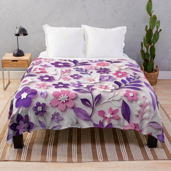 Item preview, Paper Cut Floral Pattern — Purple Pink White Botanical Art designed and sold by Aureva Arts Shop.