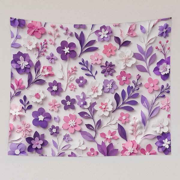 Item preview, Paper Cut Floral Pattern — Purple Pink White Botanical Art designed and sold by Aureva Arts Shop.