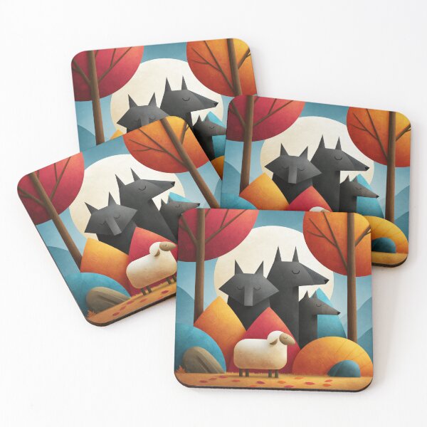 Item preview, The Sheep and the Wolves – Wildlife Predator and Prey Forest Nature Illustration designed and sold by WordPlayStudio.
