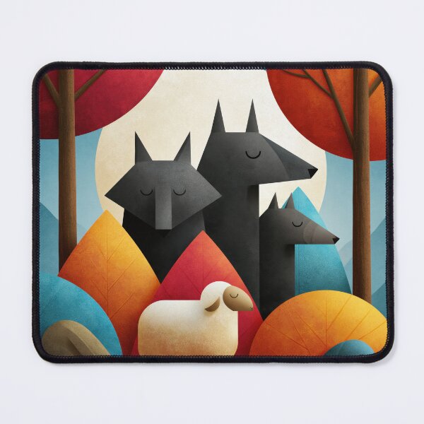 Item preview, The Sheep and the Wolves – Wildlife Predator and Prey Forest Nature Illustration designed and sold by WordPlayStudio.