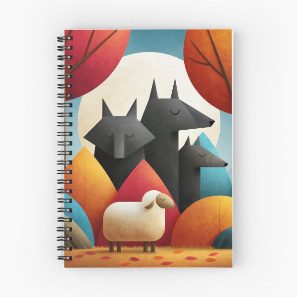 Item preview, The Sheep and the Wolves – Wildlife Predator and Prey Forest Nature Illustration designed and sold by WordPlayStudio.