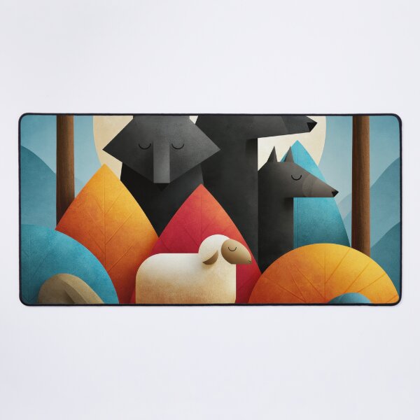 Item preview, The Sheep and the Wolves – Wildlife Predator and Prey Forest Nature Illustration designed and sold by WordPlayStudio.