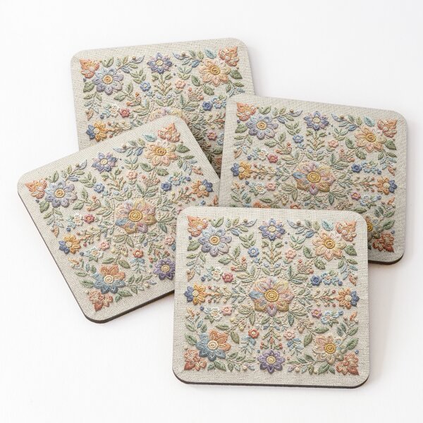 Item preview, Vintage Folk Art Embroidery Floral Pattern designed and sold by BrainCurves.