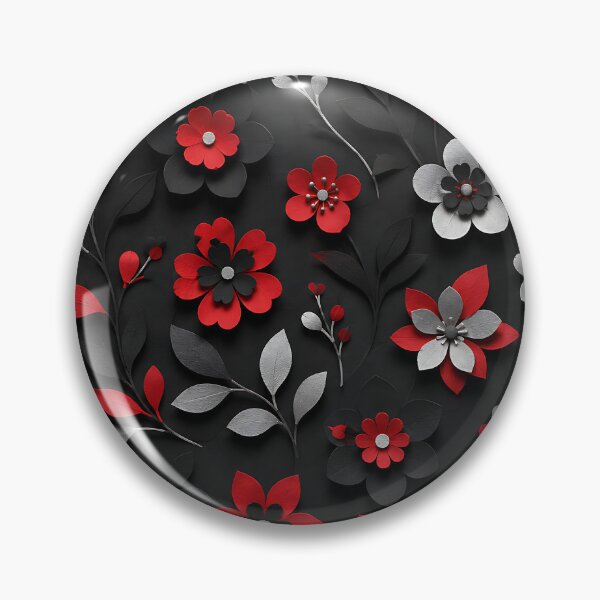 Item preview, Paper Cut Floral Pattern — Red Black Silver Botanical Art designed and sold by Aureva Arts Shop.