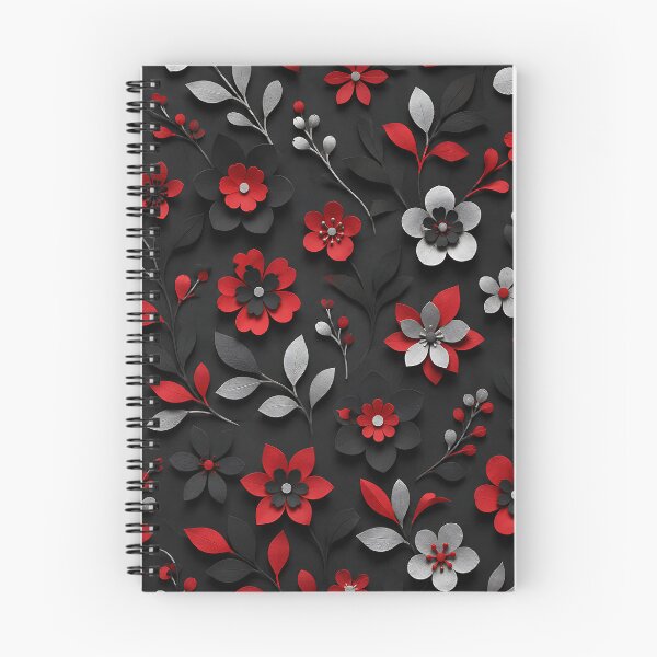 Item preview, Paper Cut Floral Pattern — Red Black Silver Botanical Art designed and sold by Aureva Arts Shop.