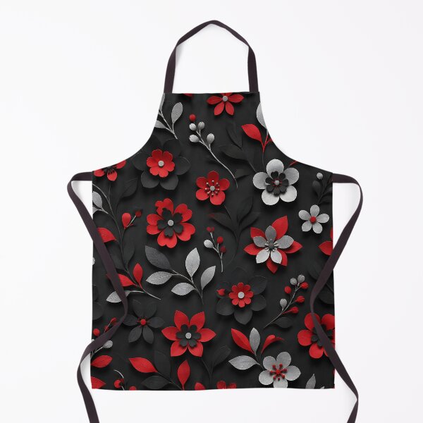 Item preview, Paper Cut Floral Pattern — Red Black Silver Botanical Art designed and sold by Aureva Arts Shop.