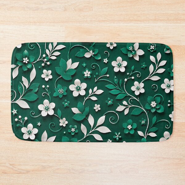 Item preview, Paper Cut Floral Pattern — Emerald Green White Botanical Art designed and sold by Aureva Arts Shop.