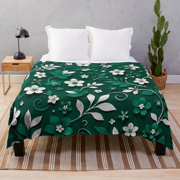 Item preview, Paper Cut Floral Pattern — Emerald Green White Botanical Art designed and sold by Aureva Arts Shop.