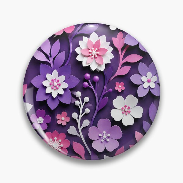 Item preview, Paper Cut Floral Pattern — Purple Pink Botanical Wall Art designed and sold by Aureva Arts Shop.