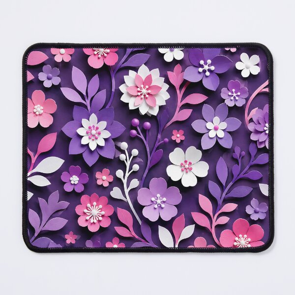 Item preview, Paper Cut Floral Pattern — Purple Pink Botanical Wall Art designed and sold by Aureva Arts Shop.