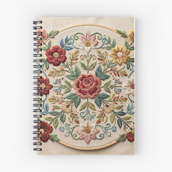 Item preview, Vintage Folk Art Floral Hoop Embroidery - Red Rose designed and sold by BrainCurves.