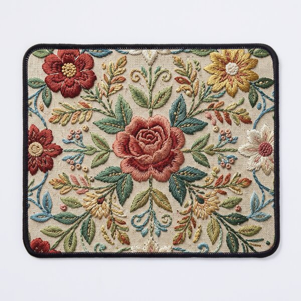 Item preview, Vintage Folk Art Floral Hoop Embroidery - Red Rose designed and sold by BrainCurves.
